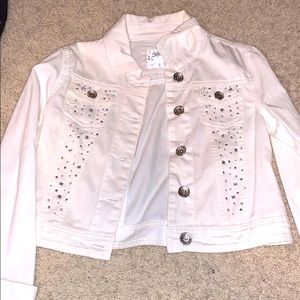 Justice cropped white jean jacket size 10